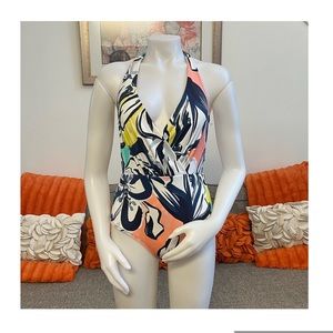 ❣️🆕Coastal Blue Floral Print Halter One Piece Swimsuit❣️